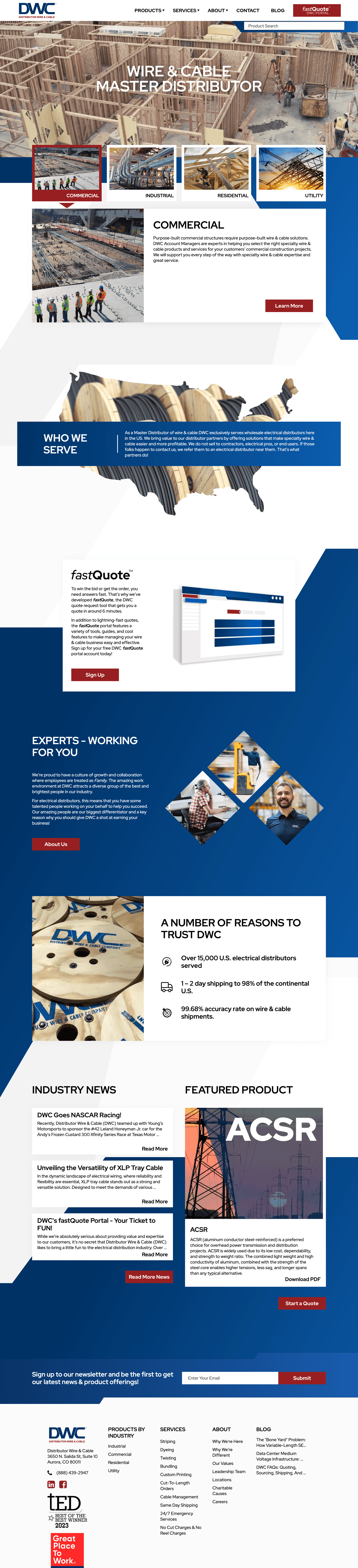 Distributor Wire & Cable website screenshot