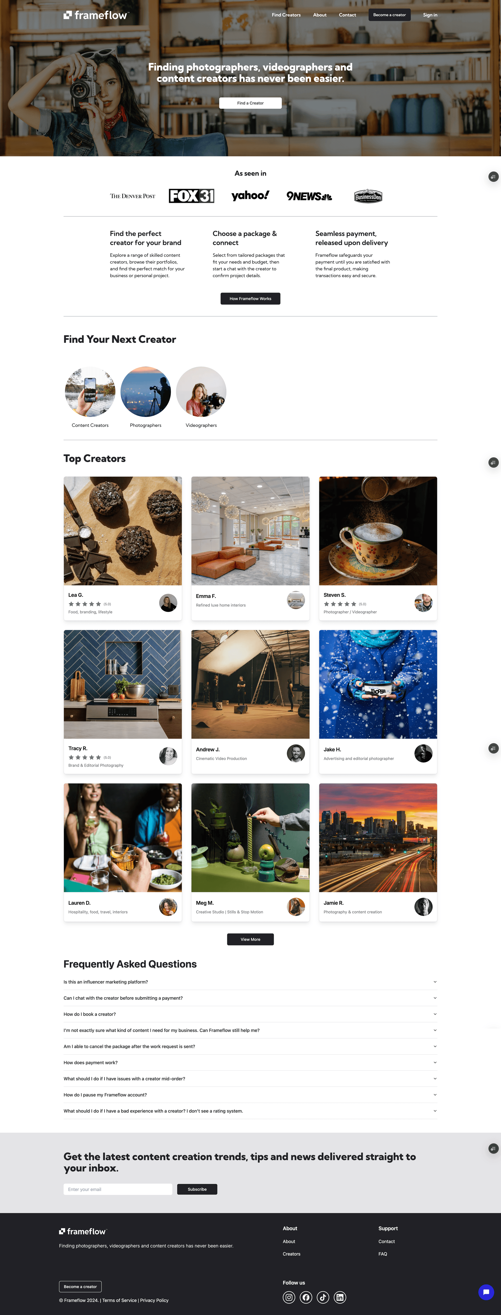 Frameflow website screenshot