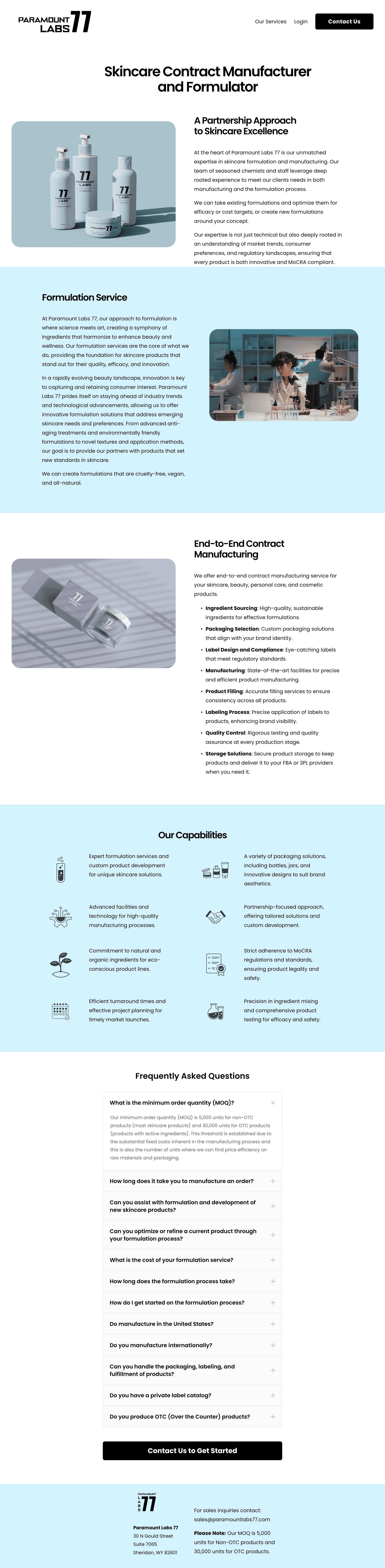 Paramount Labs 77 website screenshot